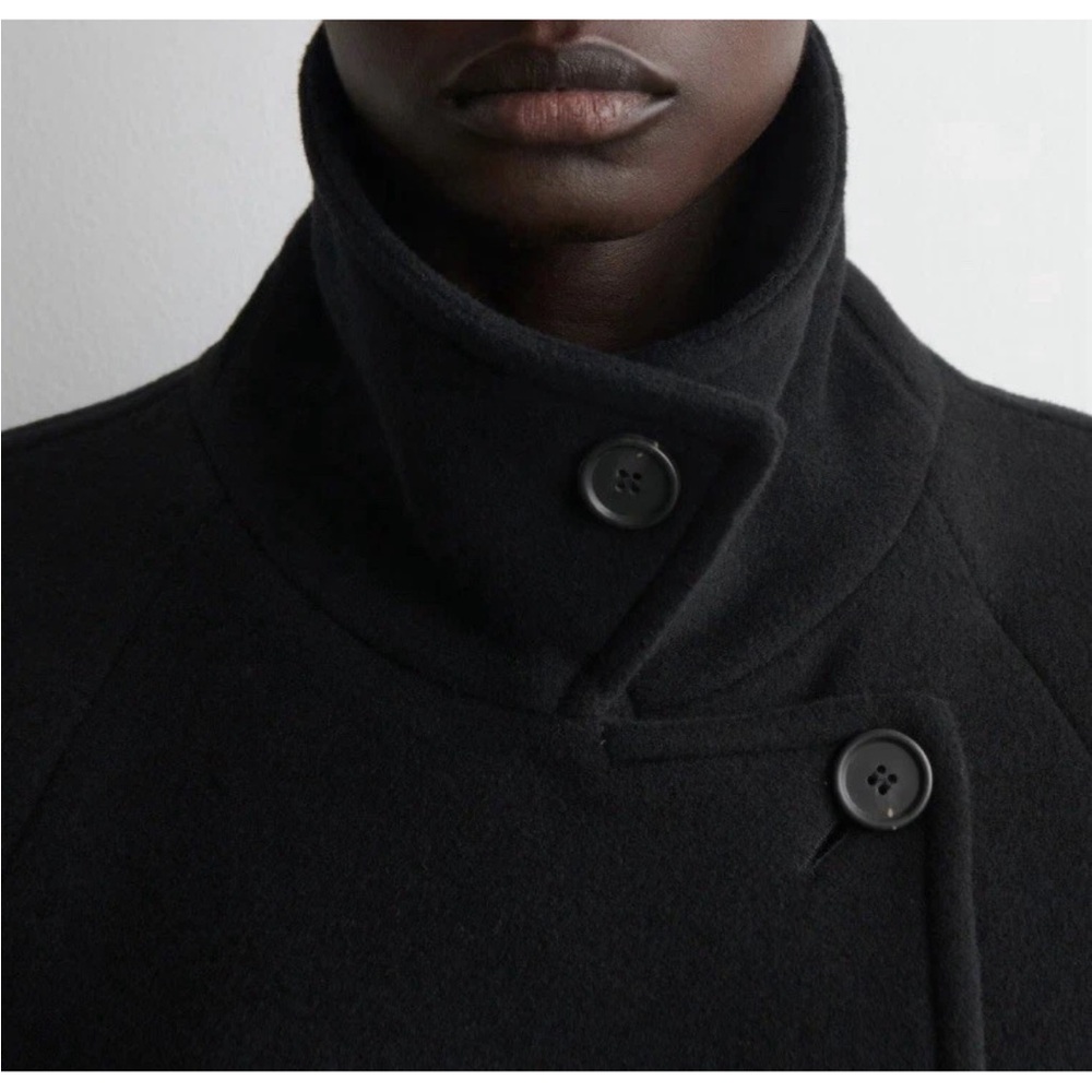 COS Women’s Oversized Double-breasted Wool Long Coat in Black - Picture 7 of 11